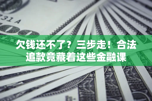 武汉欠钱还不了？三步走！合法追款竟藏着这些金融课